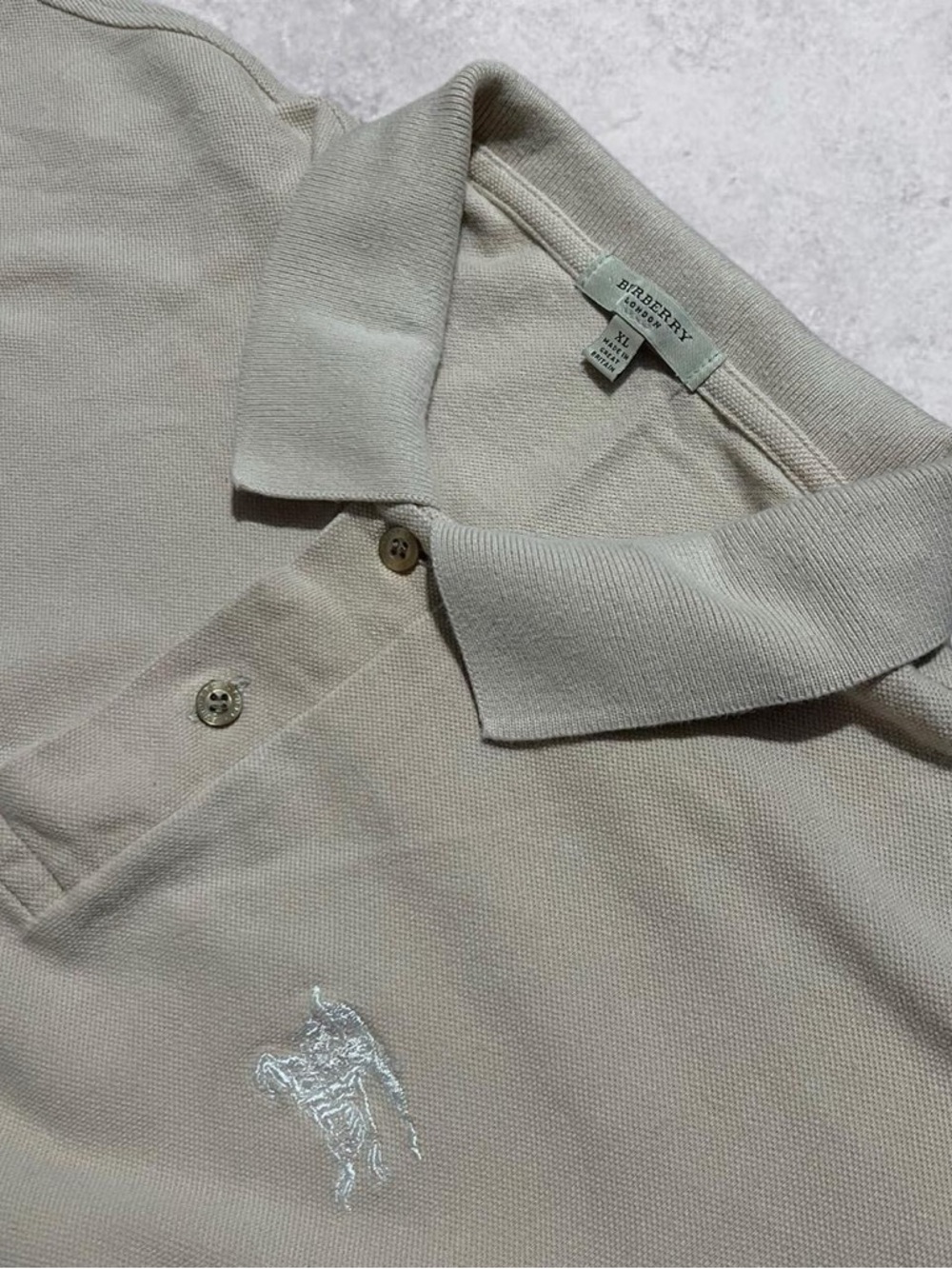 Burberry London Men's Polo Nova Plaid Short Sleeve Beige Shirt Size XL